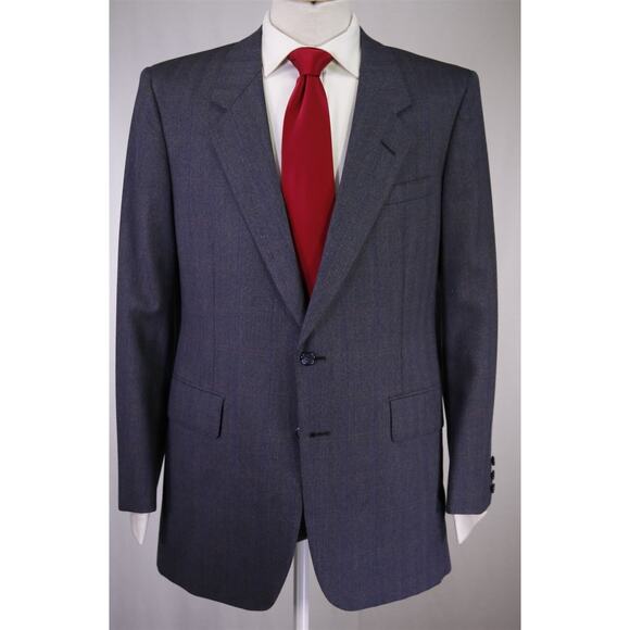 Hickey Freeman Loro Piana Blue Windowpane 2-Btn Wool Suit 38R - Picture 2 of 9